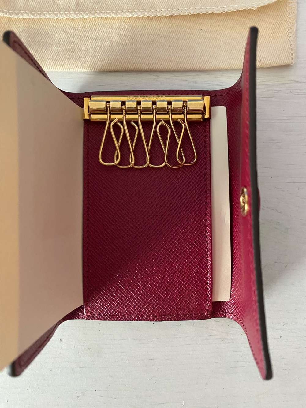 LOUIS VUITTON Monogram 6 Key Multicles Holder | LV Canvas w Fuchsia Leather - Picture 9 of 15
